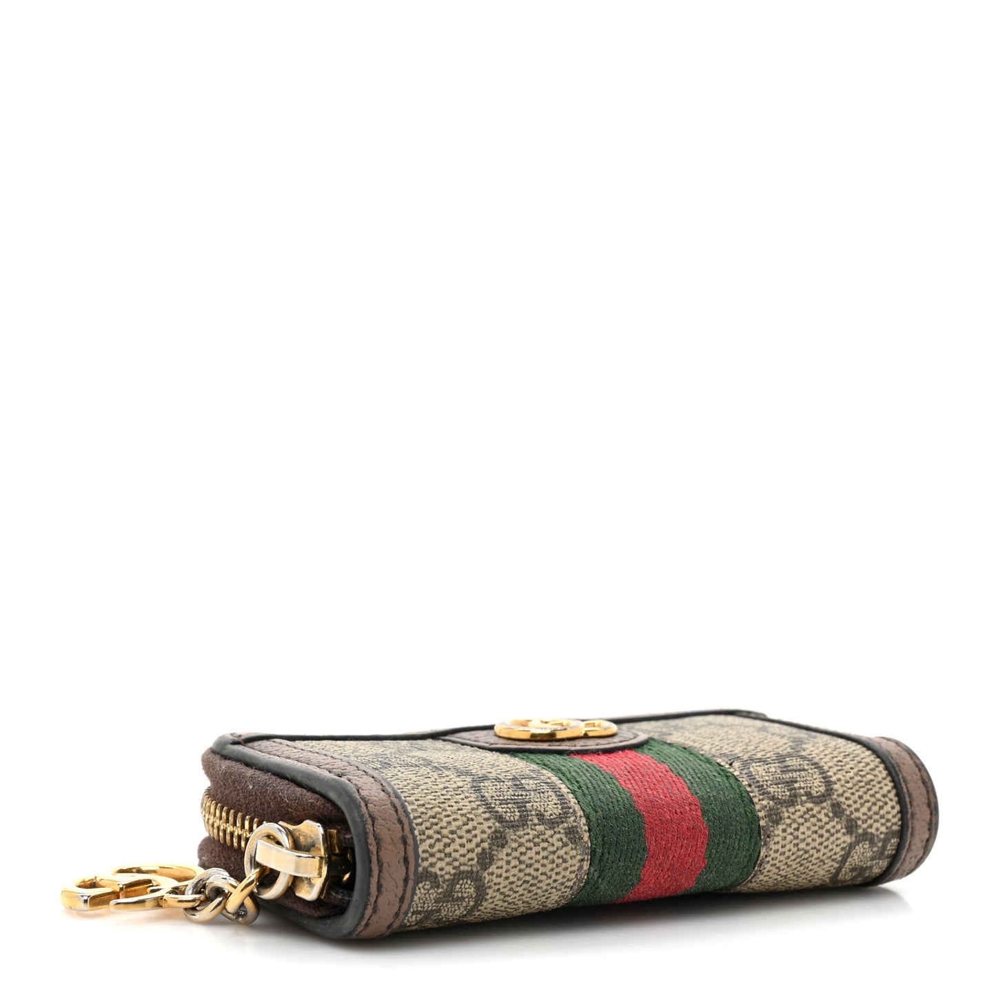 GG Supreme Monogram Web Ophidia Zip Around Key Case Beige New Acero