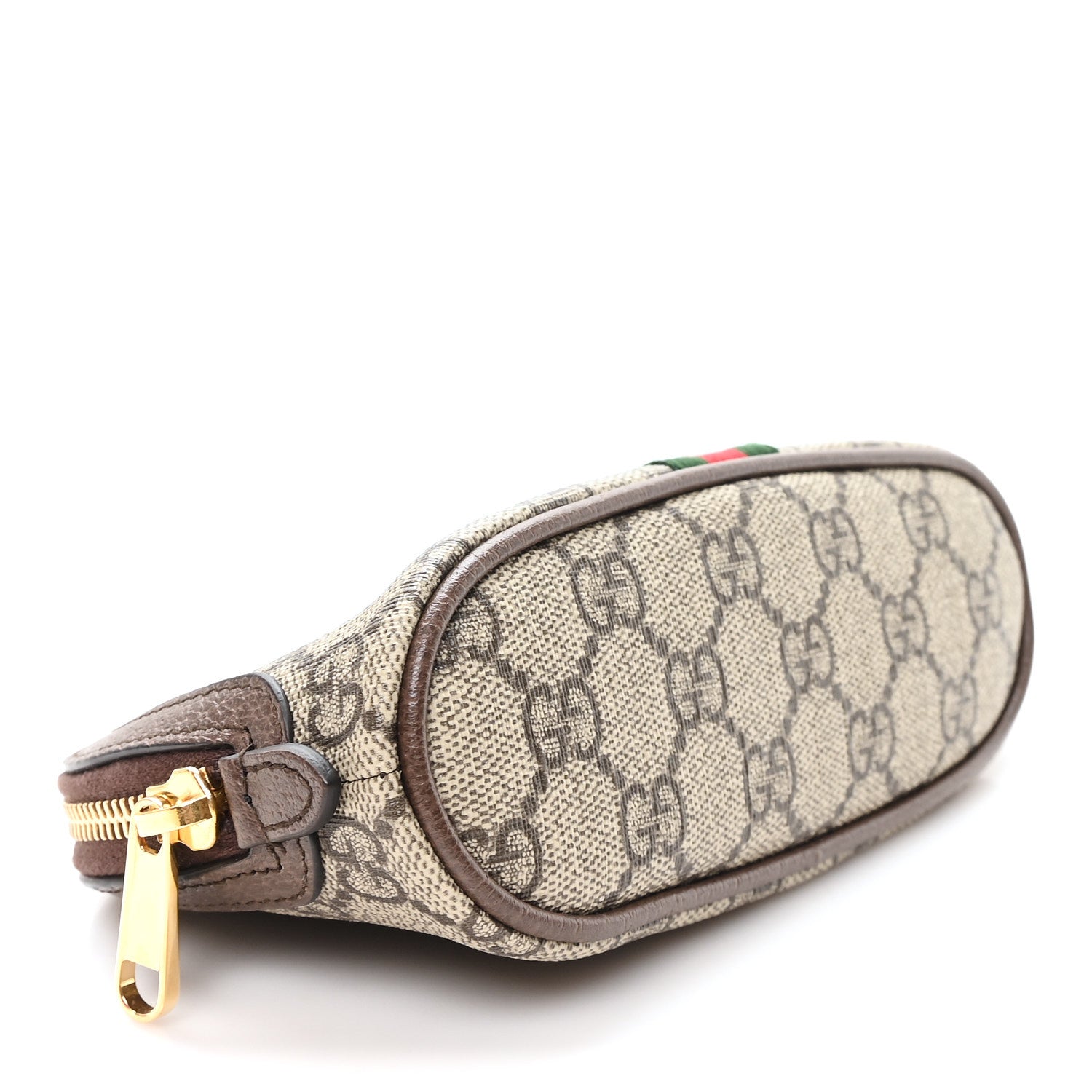 Gucci GG Supreme Monogram Textured Calfskin Web Medium Ophidia Cosmetic Case Beige Ebony New Acero 4 of 7