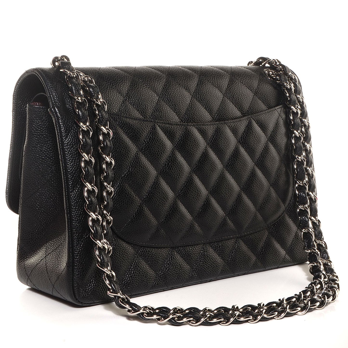 Caviar Quilted Jumbo Double Flap Black