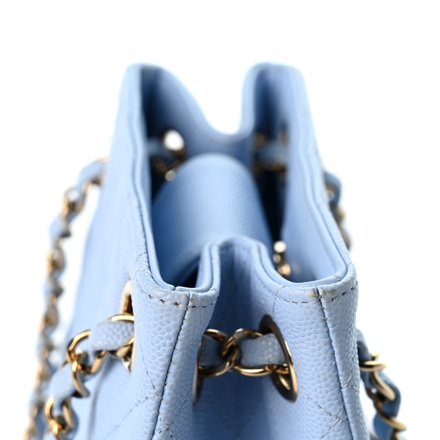 Caviar Quilted Mini Bucket Bag Blue