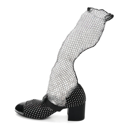 Chanel Mesh Crystal Patent CC Bow High Boots 40 Black 1 of 8