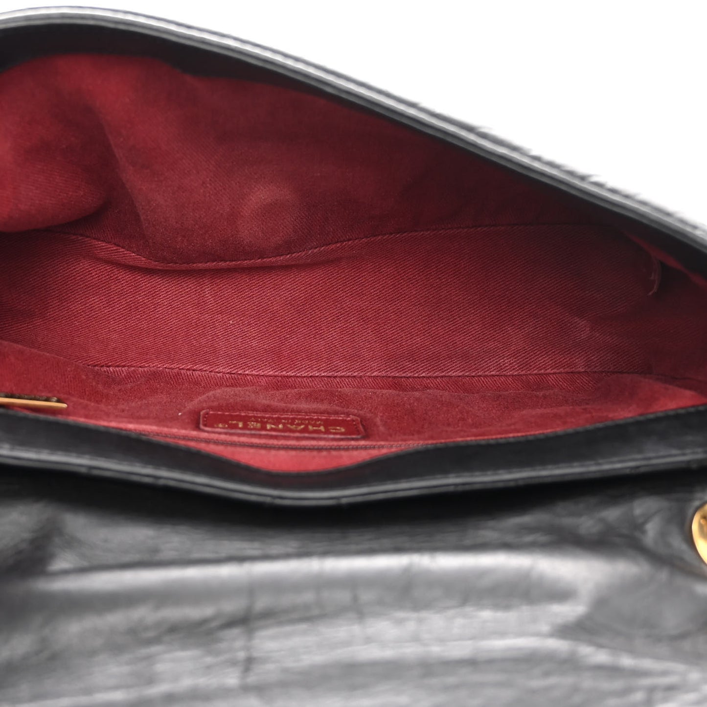 Aged Calfskin Quilted Medium Pondichery Flap Black