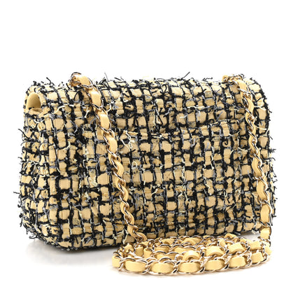 Chanel Tweed Quilted Mini Rectangular Flap Yellow Black 3 of 11