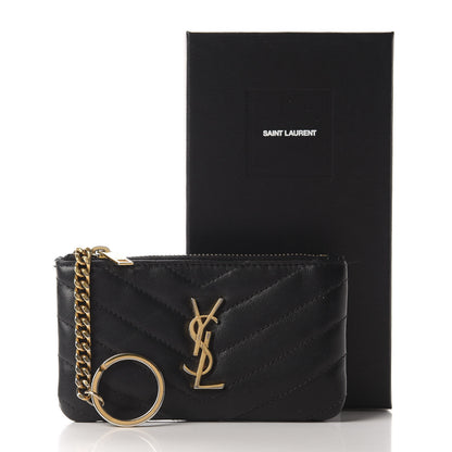 Saint Laurent Calfskin Matelasse Monogram Key Pouch Black 8 of 8