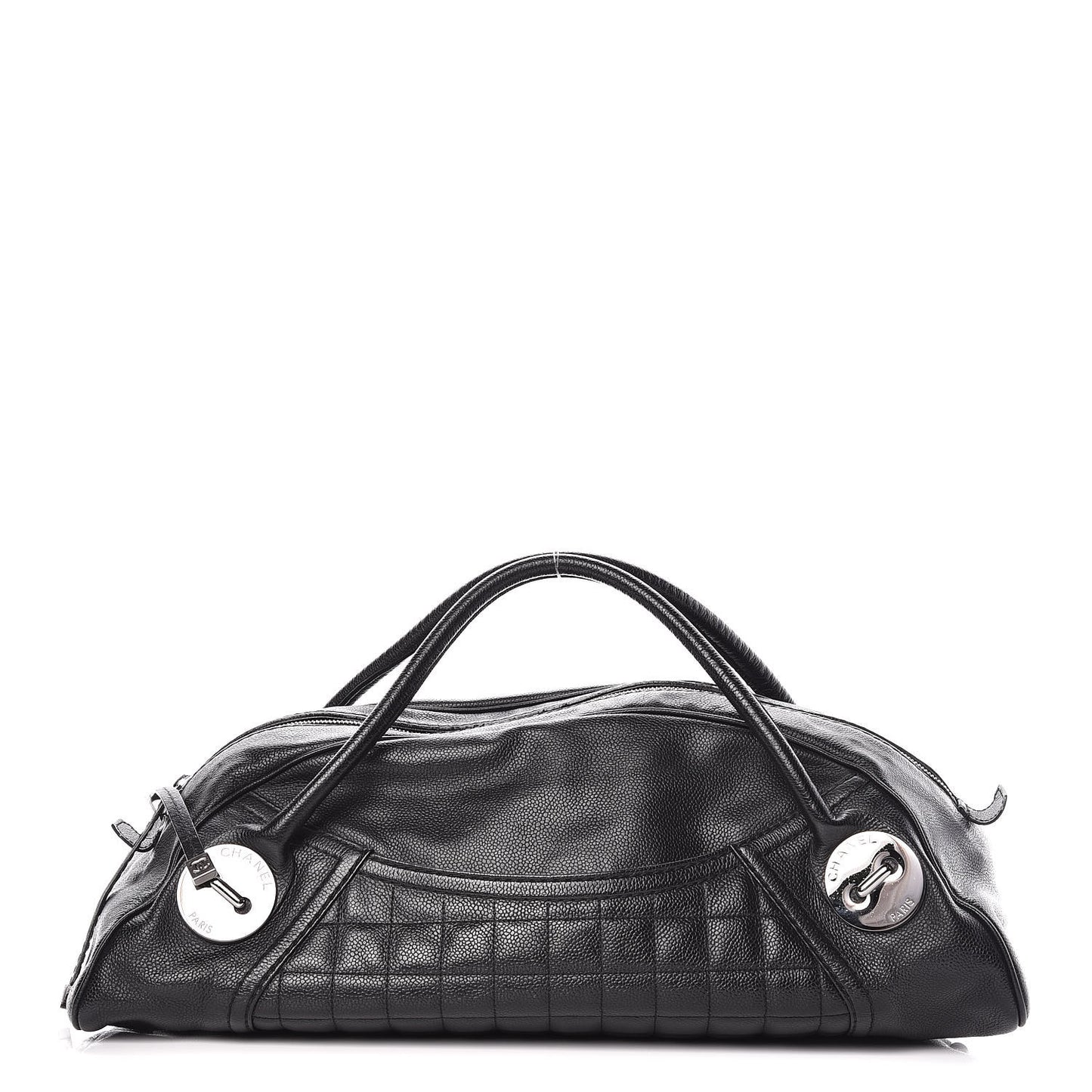 Caviar Square Quilted Dome Satchel Black