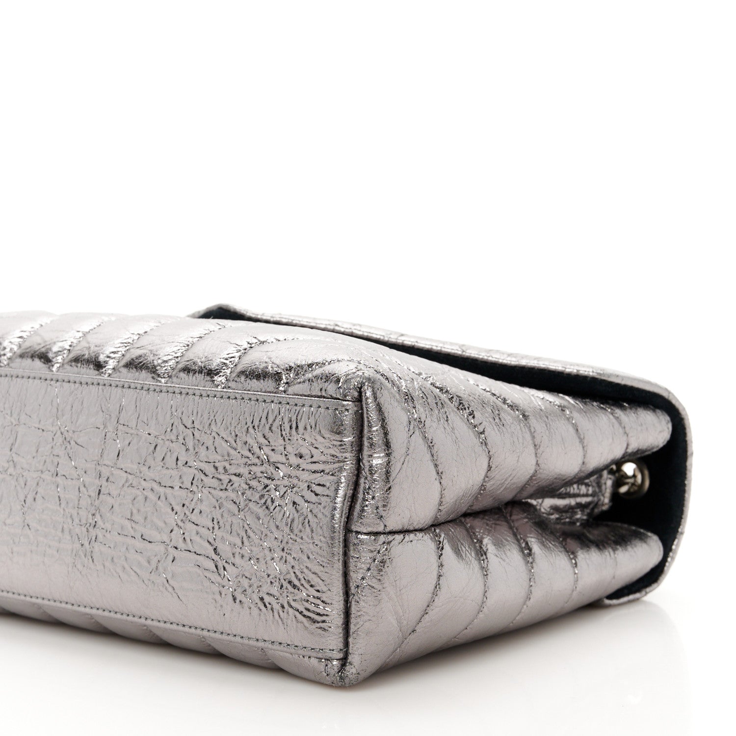 Saint Laurent Metallic Calfskin Y Quilted Monogram Small Loulou Chain Satchel Acciaio 10 of 10