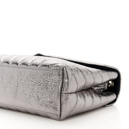 Saint Laurent Metallic Calfskin Y Quilted Monogram Small Loulou Chain Satchel Acciaio 10 of 10