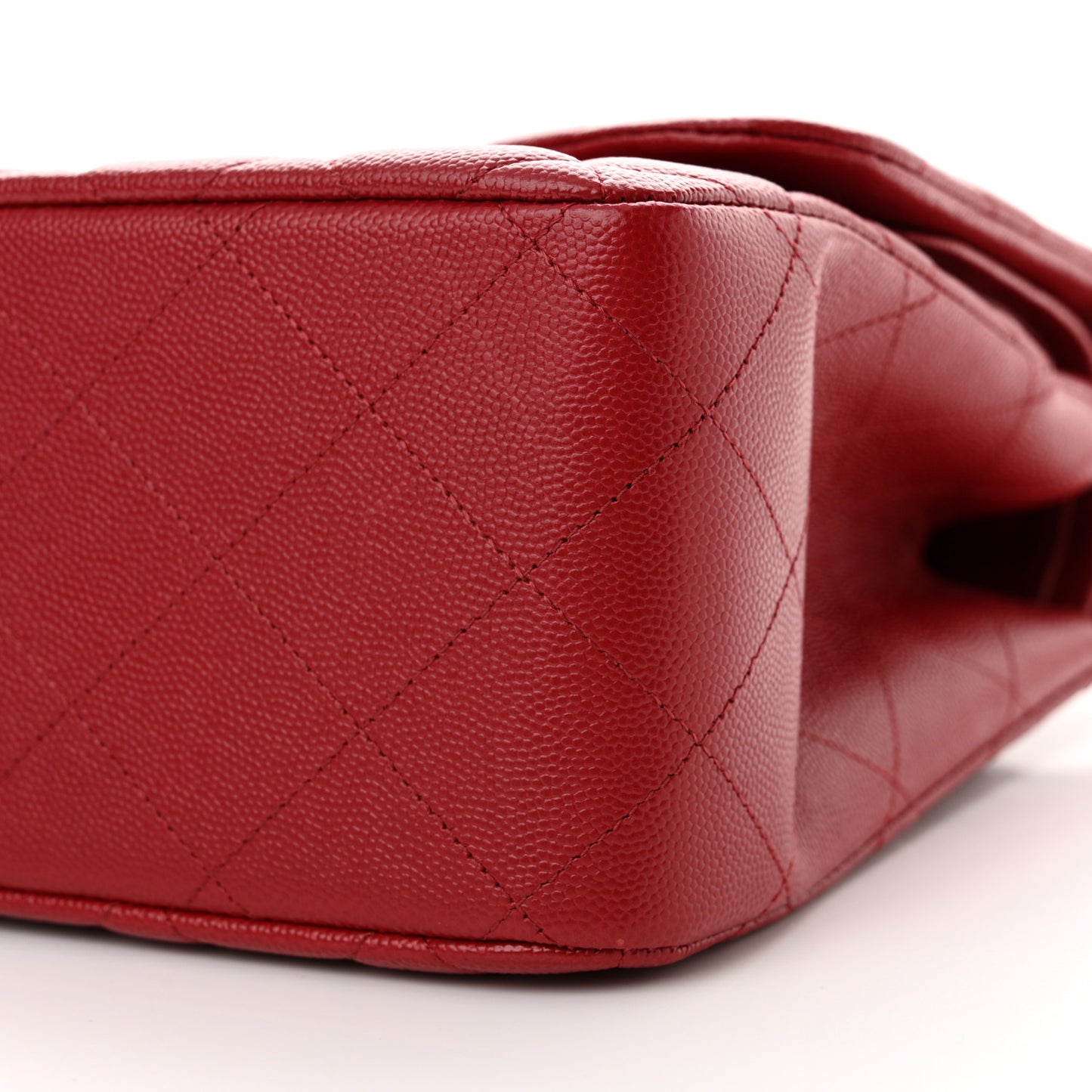 Caviar Quilted Jumbo Double Flap Dark Red