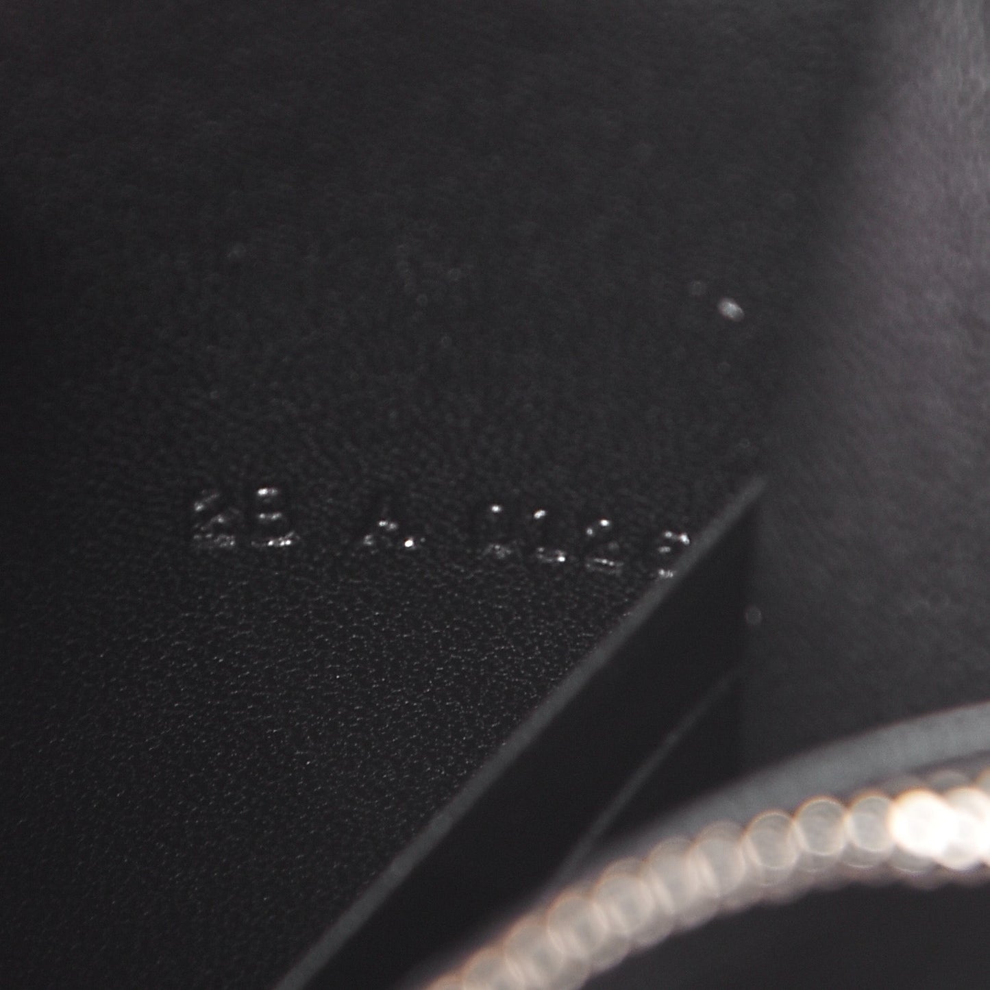 Calfskin Brogue Mini Pandora Chain Wallet Black White
