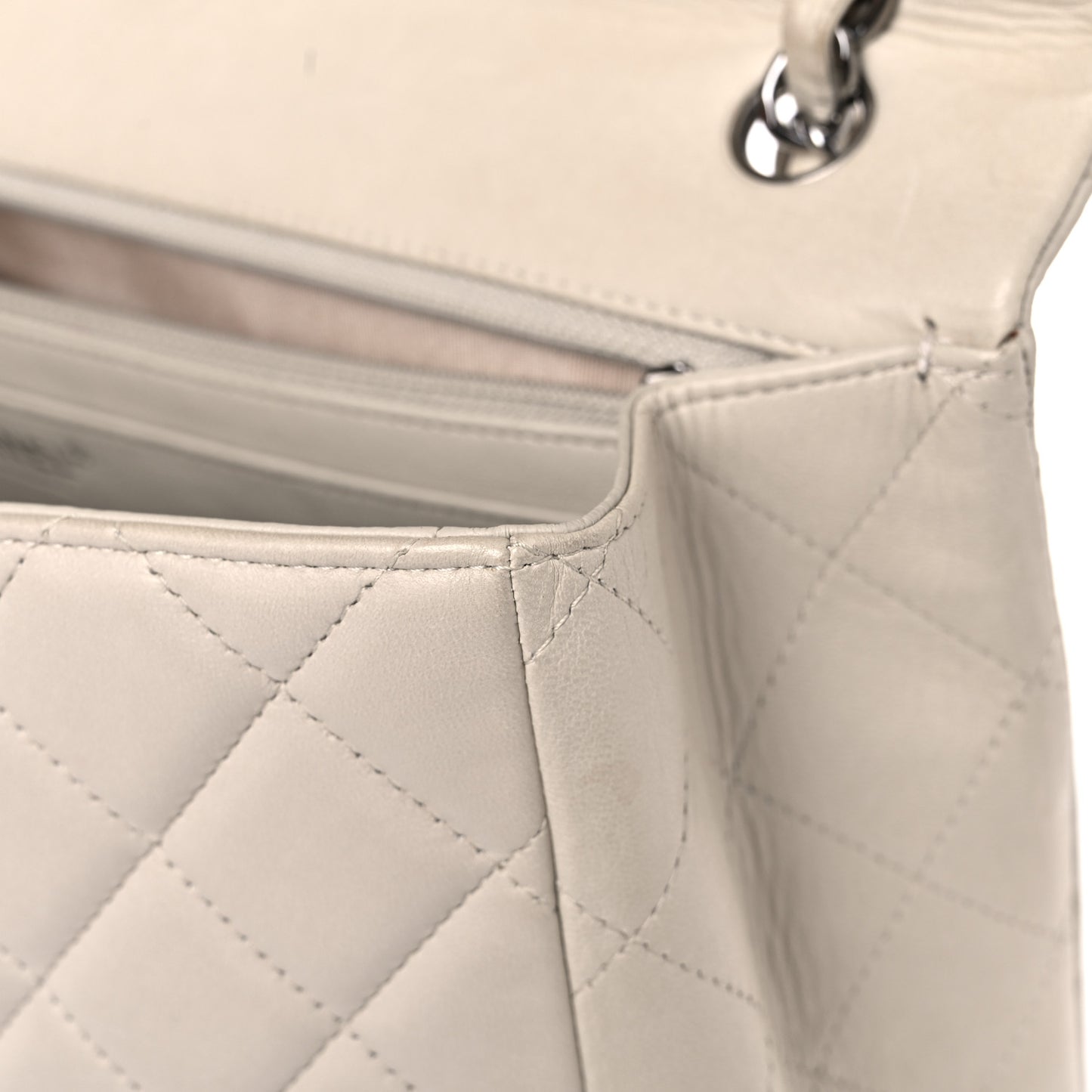 Lambskin Quilted Maxi Single Flap Beige