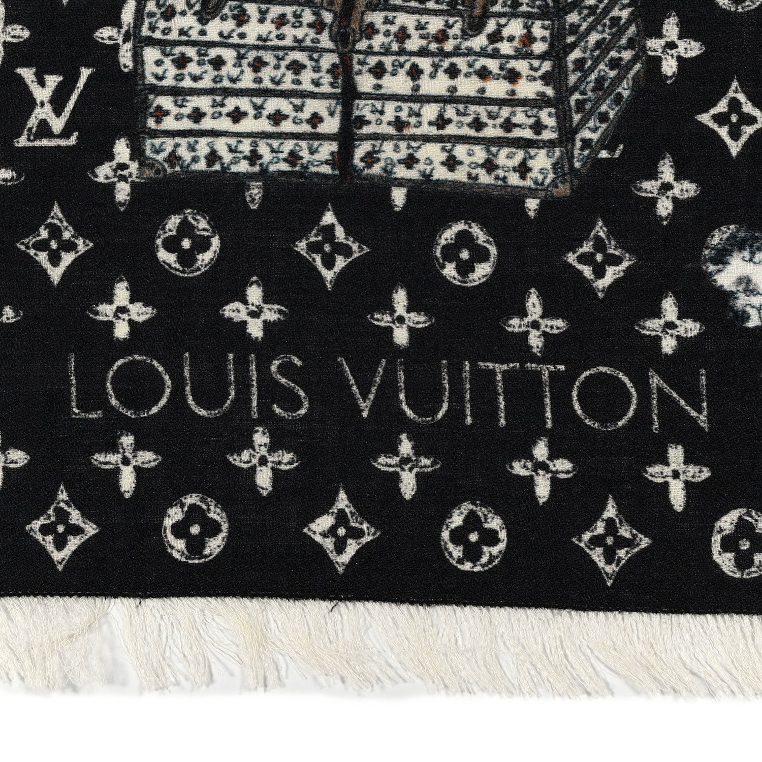 Louis Vuitton Silk Catogram Classic Square Scarf Black 2 of 4