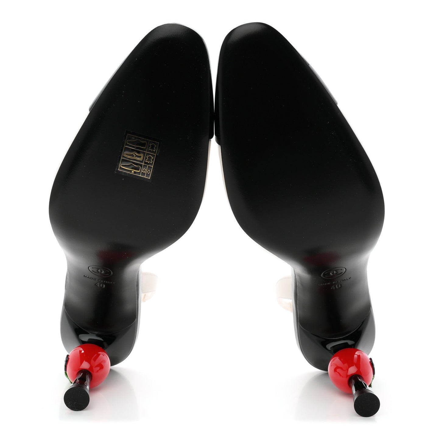 Lambskin Patent Calfskin Cap Toe CC Apple Slingback Pumps 40 White Black