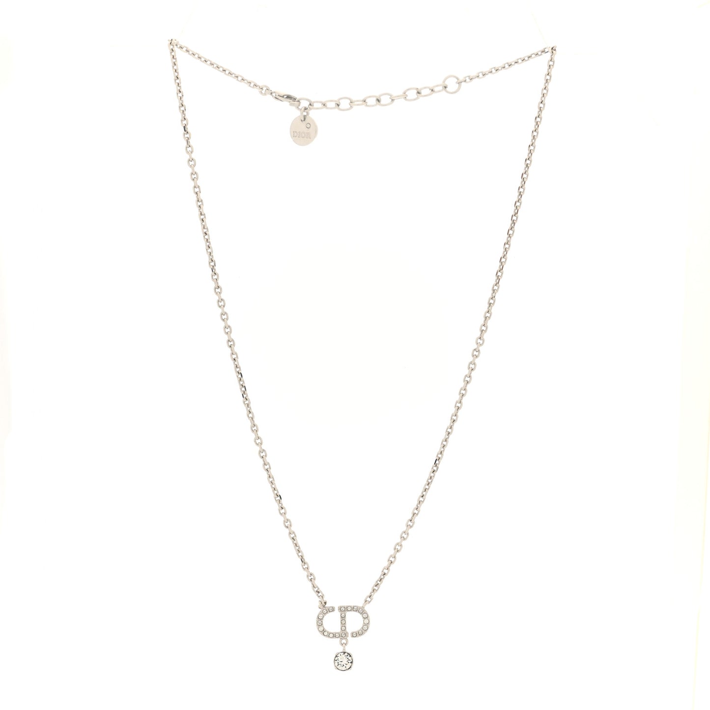 Crystal CD Pendant Necklace Silver