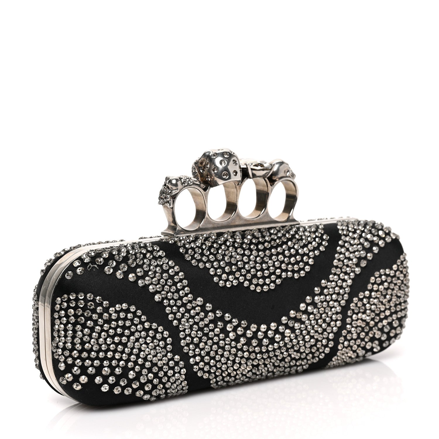 Alexander McQueen Silk Crystal Knucklebox Clutch Black 3 of 7