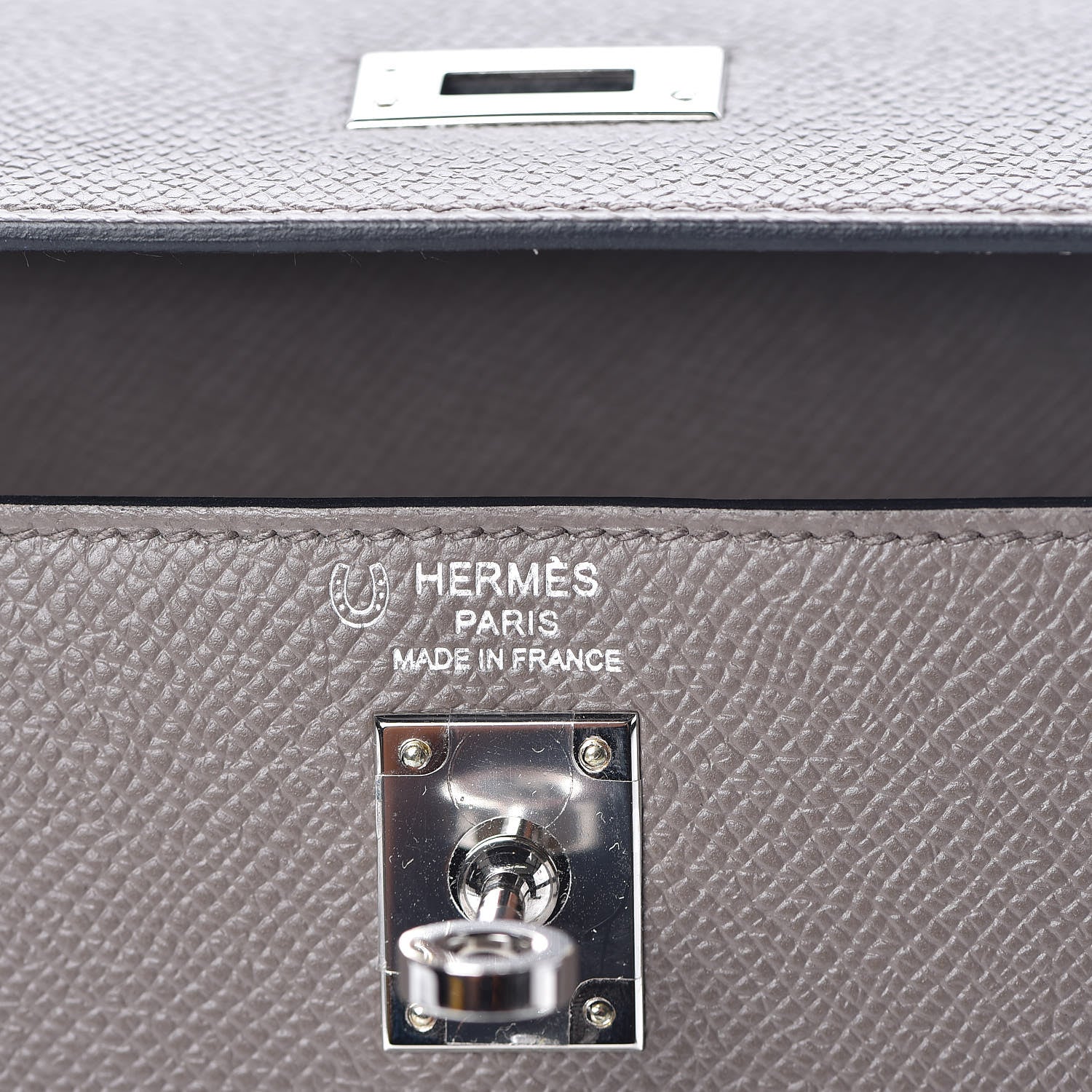 Hermes Epsom Bi Color Horseshoe Kelly Sellier 25 Etain Black 18 of 40