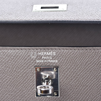 Hermes Epsom Bi Color Horseshoe Kelly Sellier 25 Etain Black 18 of 40