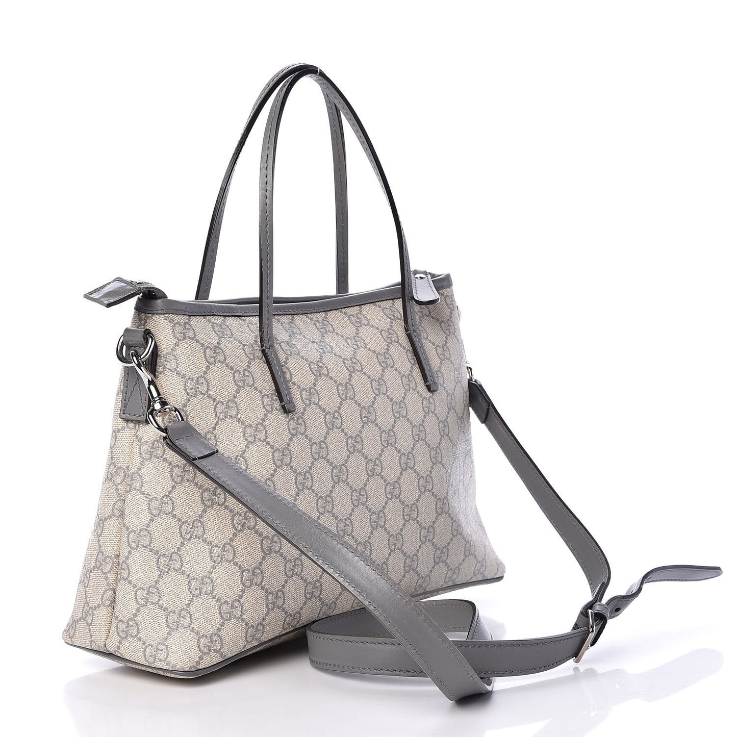 GG Supreme Monogram Small Zippered Tote Ecru Grigio