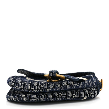 Christian Dior Velvet Oblique Saddle Bag Blue 4 of 9