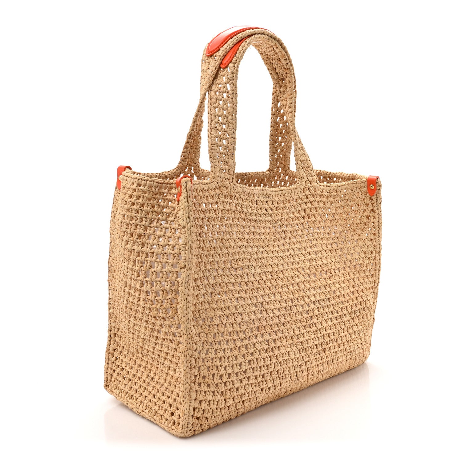 Louis Vuitton Raffia Calfskin Saint Tropez OnTheGo MM Natural Orange 4 of 12