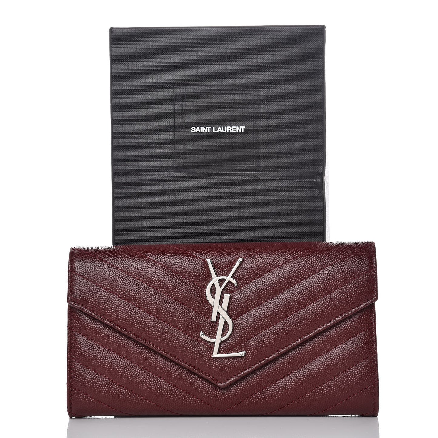 Grain De Poudre Matelasse Chevron Monogram Flap Wallet Palissandre