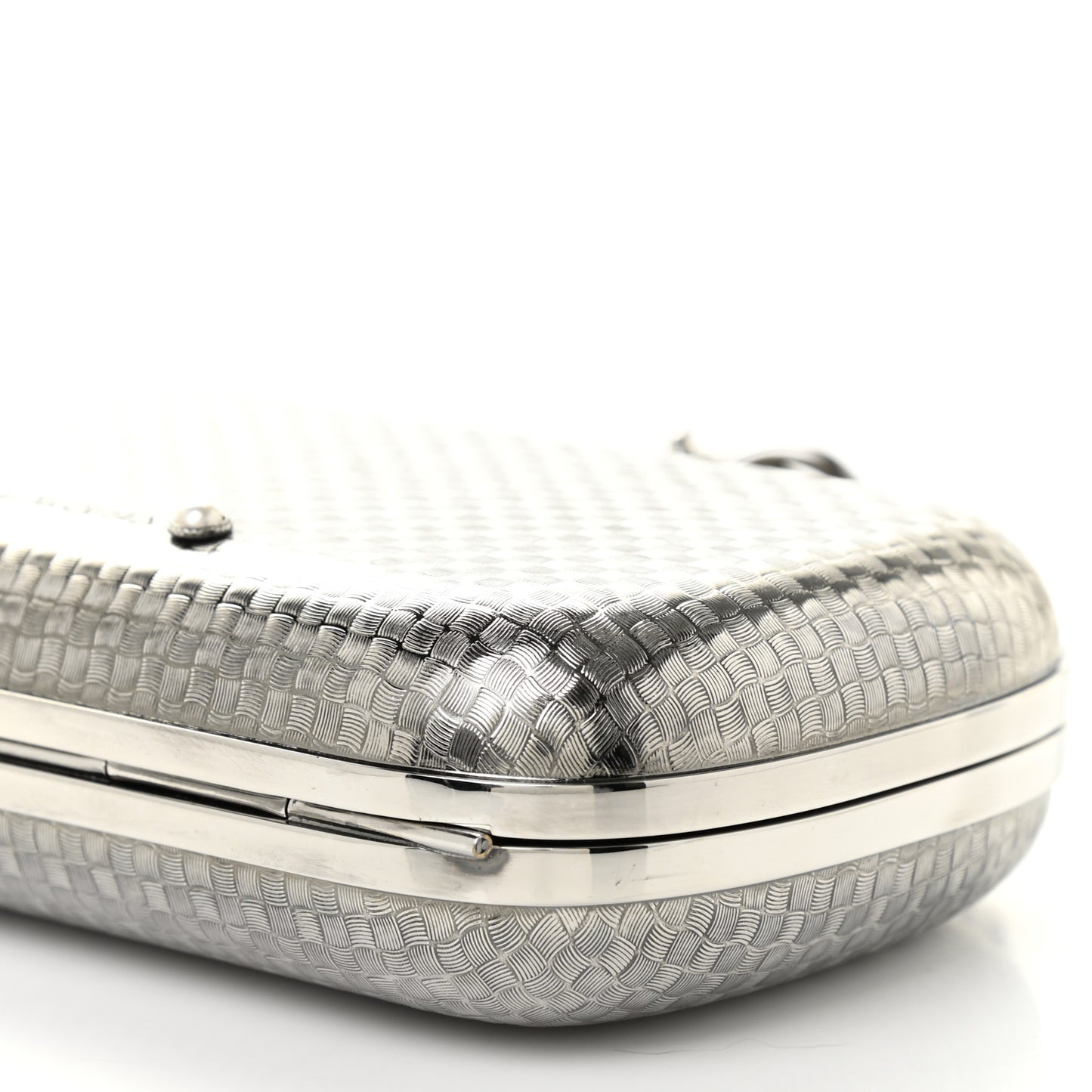Metallic Knucklebox Clutch Silver