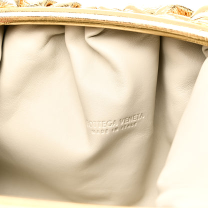 Bottega Veneta Metallic Crinkled Lambskin The Pouch Oversized Clutch Oro 6 of 10