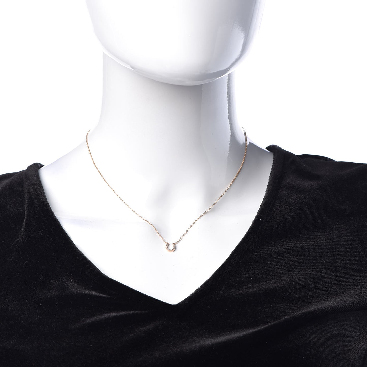 18K Rose Gold Diamond Mini Metro Horseshoe Pendant Necklace