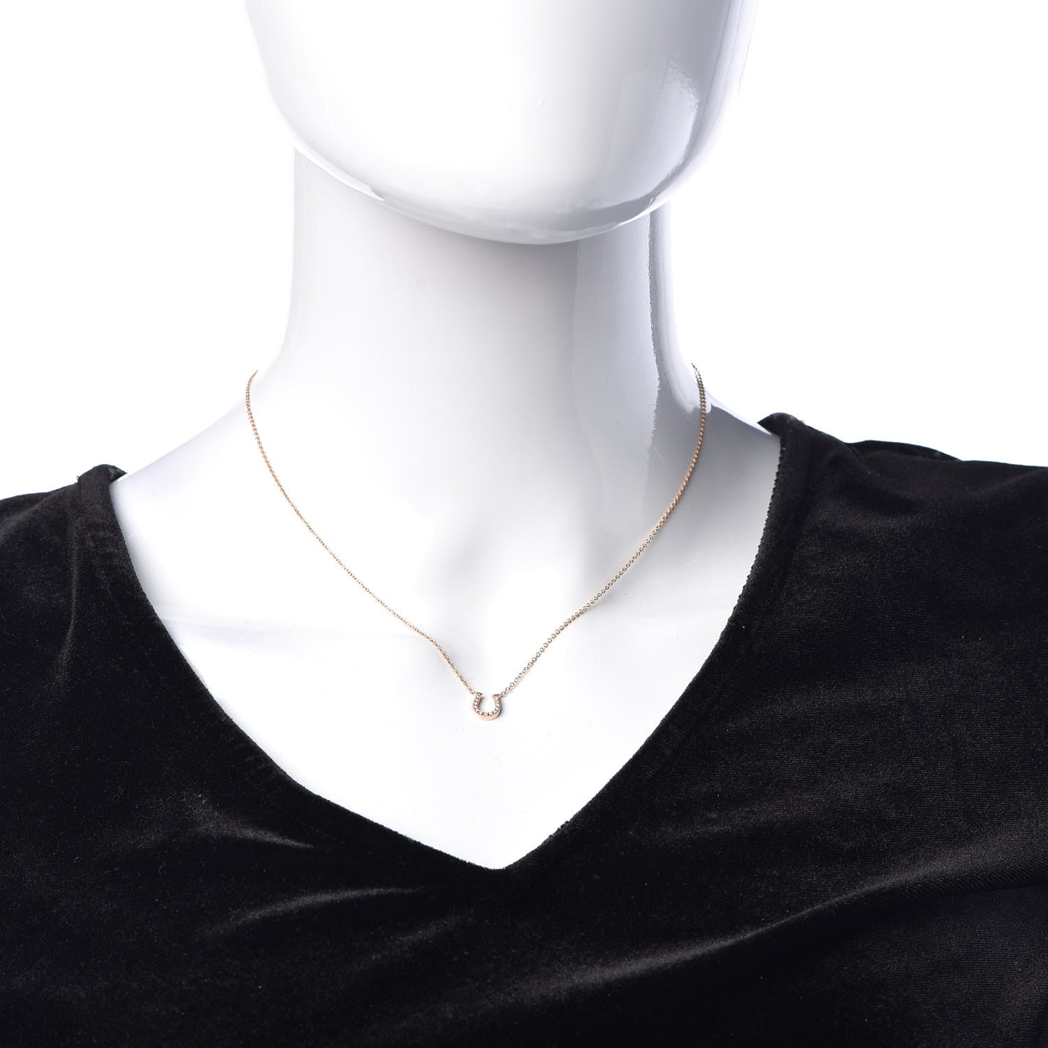 Tiffany 18K Rose Gold Diamond Mini Metro Horseshoe Pendant Necklace 2 of 6
