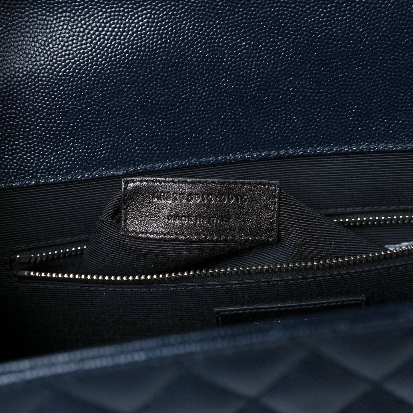 Grain De Poudre Mixed Matelasse Triquilt Large Monogram Satchel Deep Marine