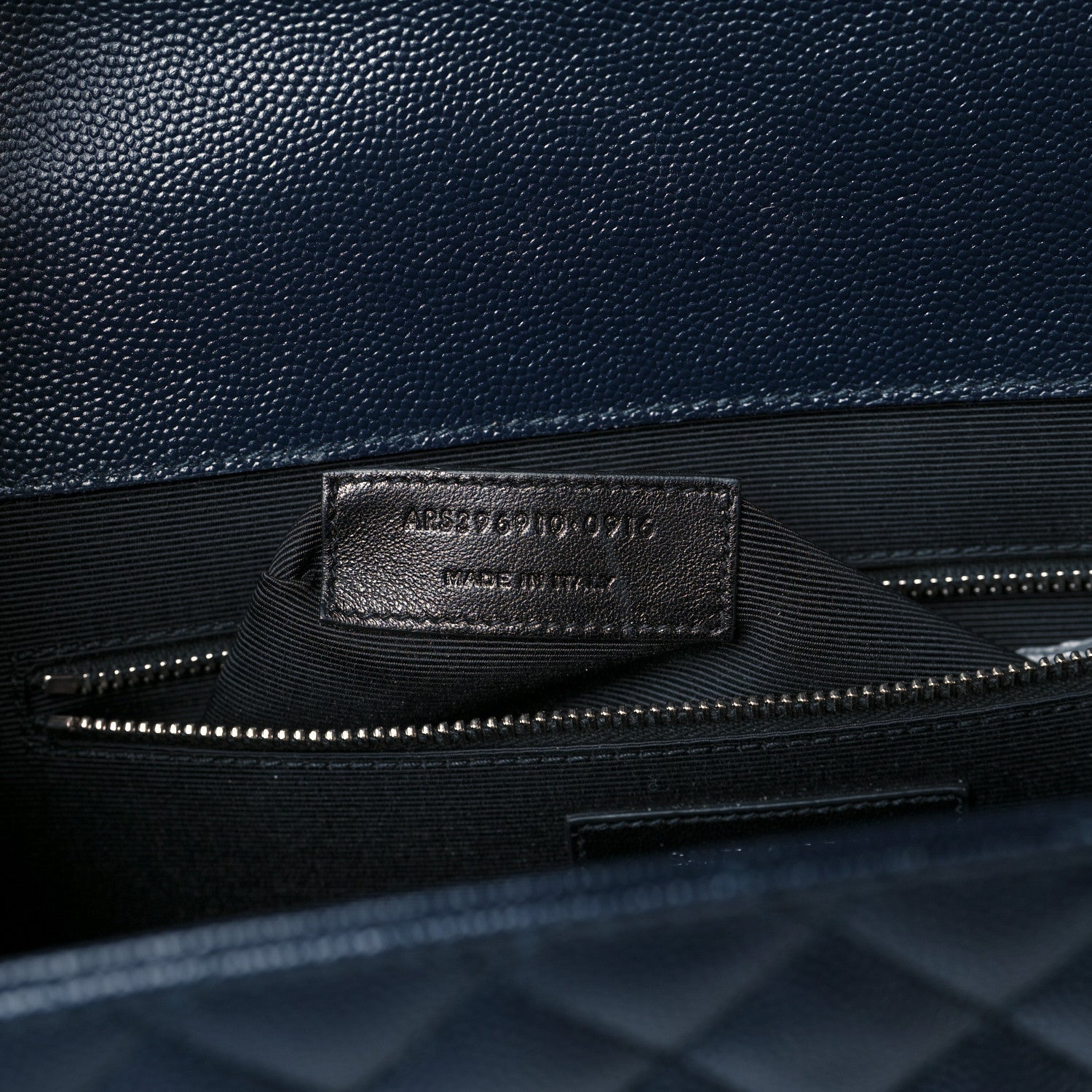 Saint Laurent Grain De Poudre Mixed Matelasse Triquilt Large Monogram Satchel Deep Marine 7 of 10