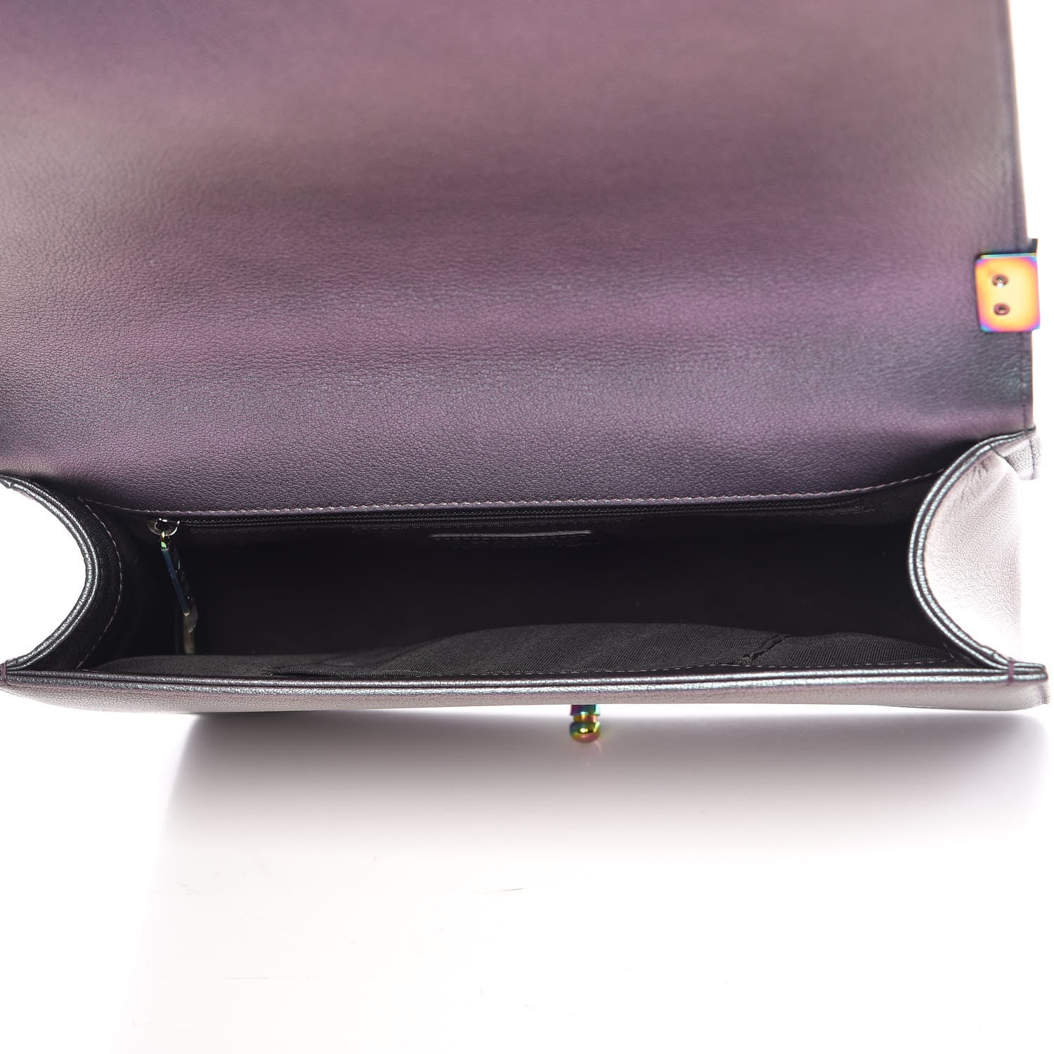 Chanel Iridescent Goatskin Quilted New Medium Boy Flap Purple 5 of 10