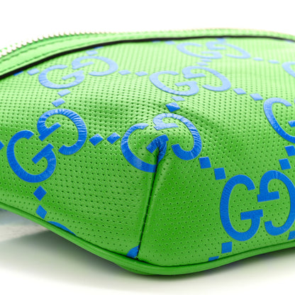 Gucci Calfskin GG Tennis Bi-Color Embossed Belt Bag Joy Green Joy Blue 9 of 10
