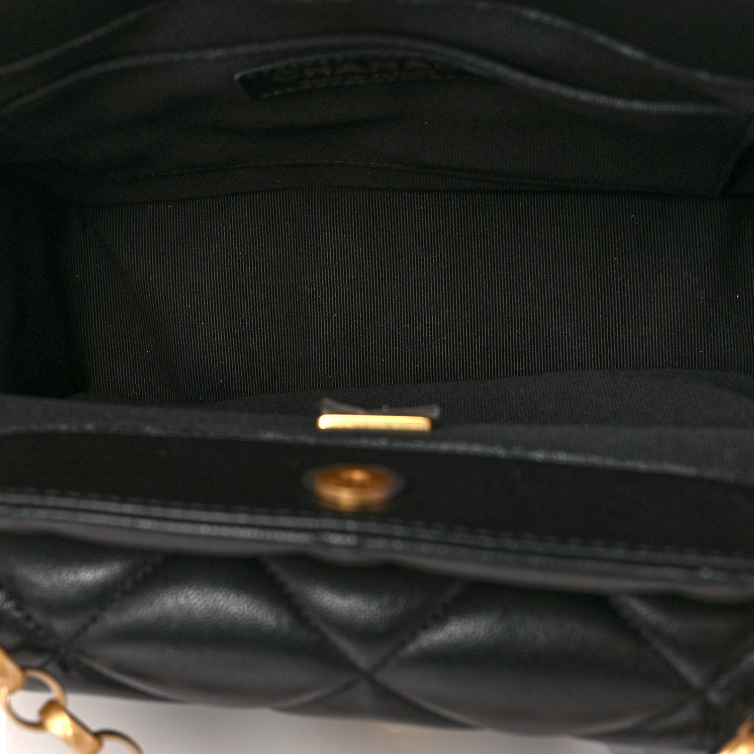 Chanel Lambskin Quilted Small Drawstring Shopping Bag With Flap Black 5 of 12