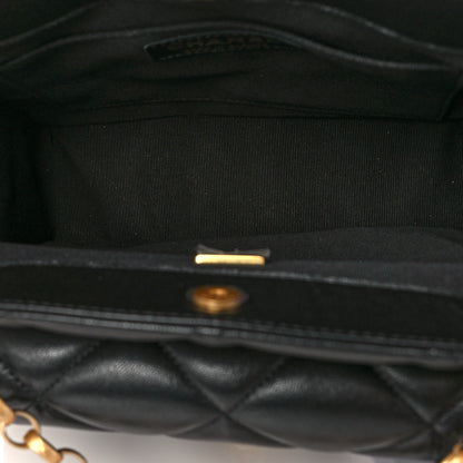 Chanel Lambskin Quilted Small Drawstring Shopping Bag With Flap Black 5 of 12