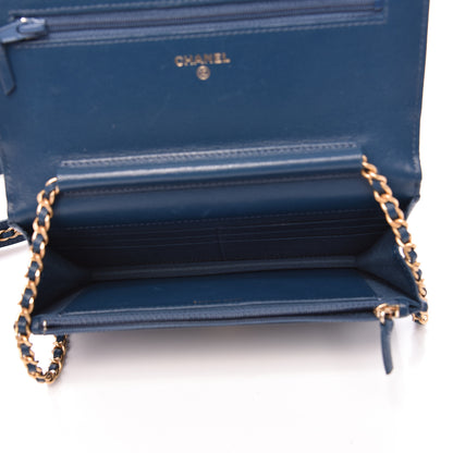 Chanel Goatskin Quilted 19 Wallet On Chain WOC Blue 5 of 14