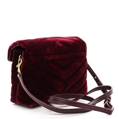 Saint Laurent Velvet Y Quilted Monogram Toy Loulou Crossbody Bag French Burgundy 3 of 9