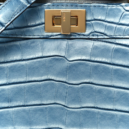 Fendi Shiny Alligator Shiny Nappa Petite Peekaboo Iconic Satchel Denim 8 of 10