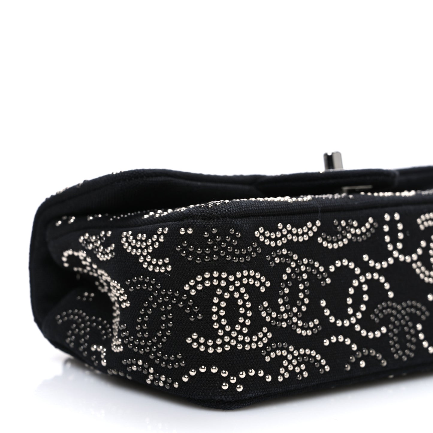 Canvas Studded Mini Rectangular Flap Black