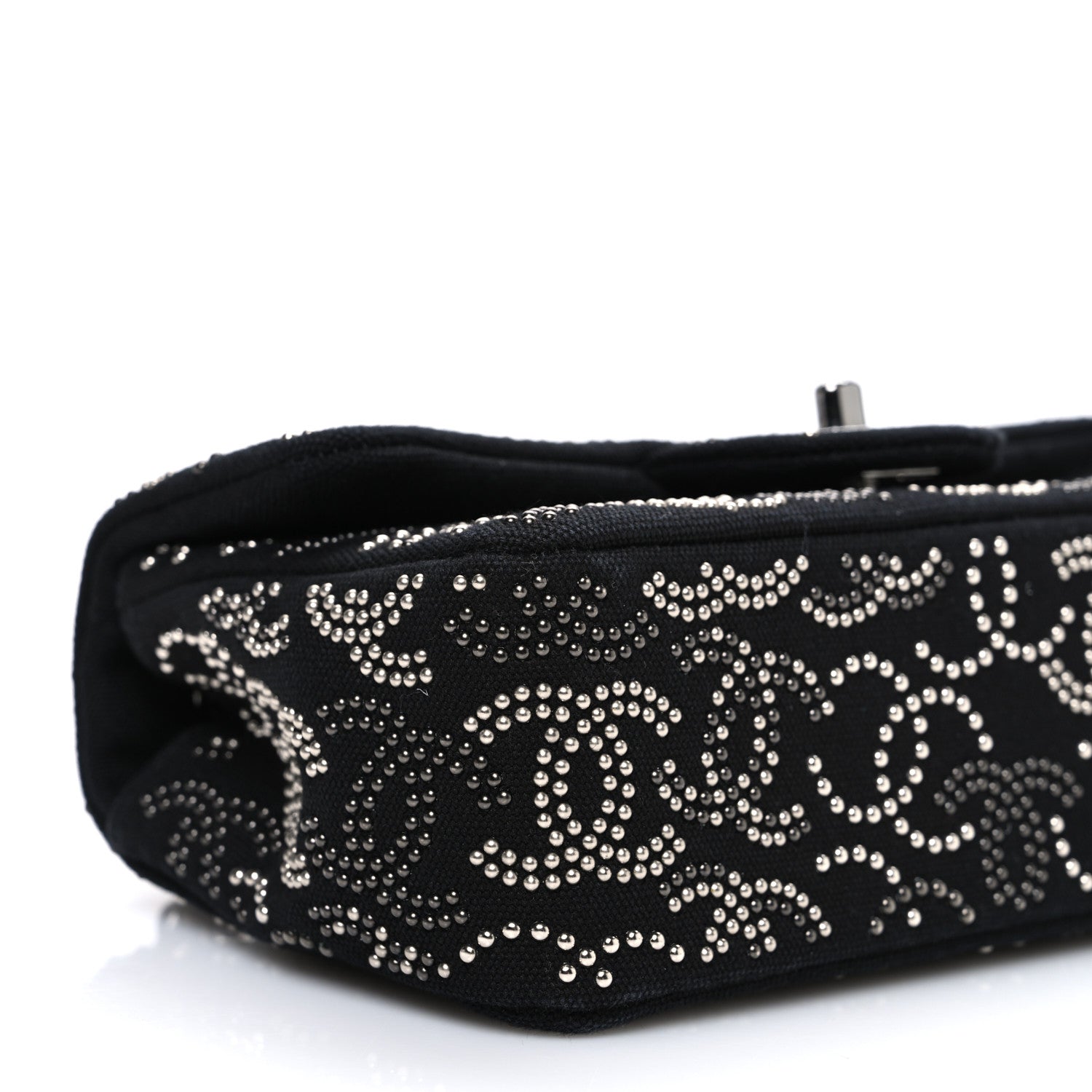 Chanel Canvas Studded Mini Rectangular Flap Black 9 of 10