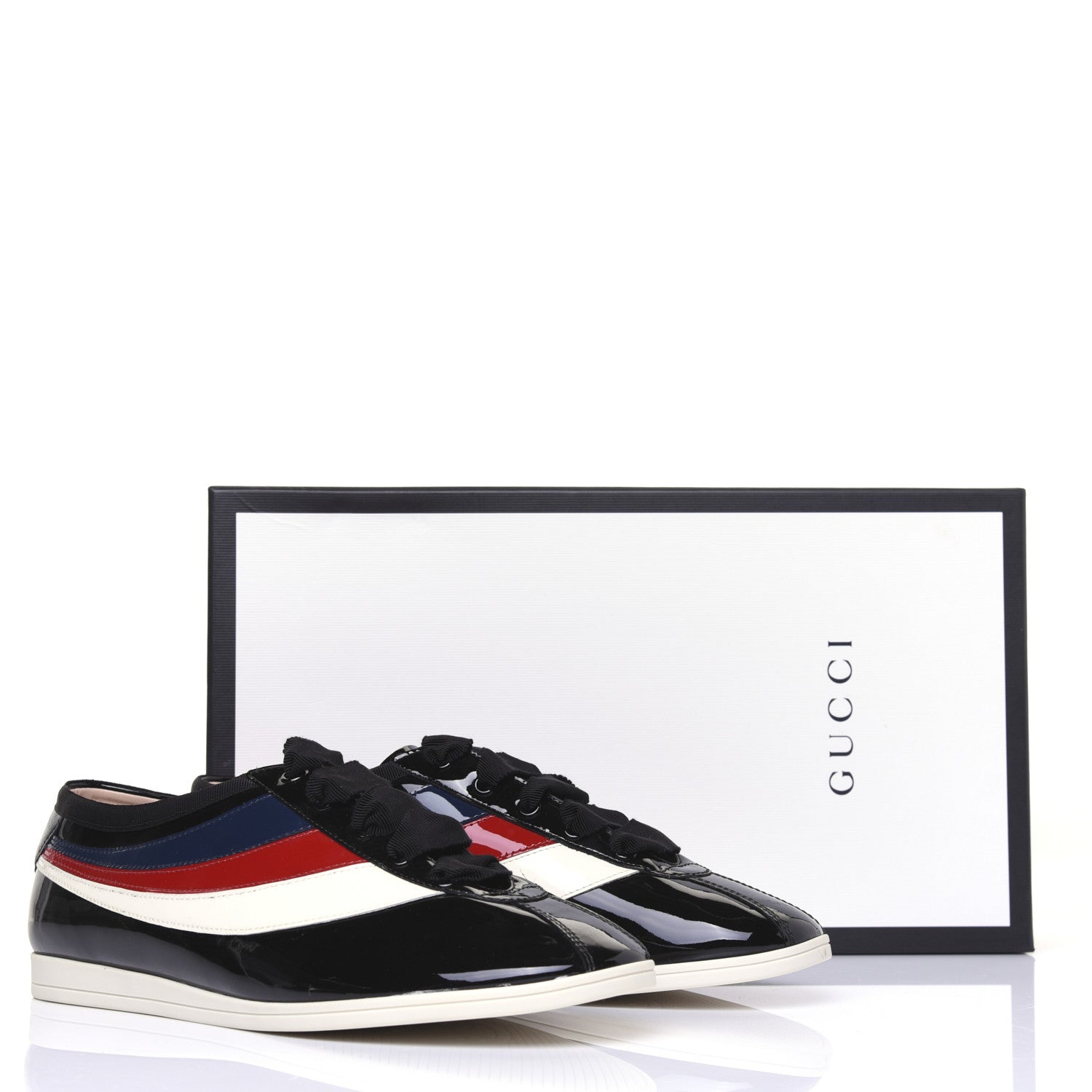 Gucci Patent Calfskin Web Falacer Sneakers 8.5 Black 15 of 15