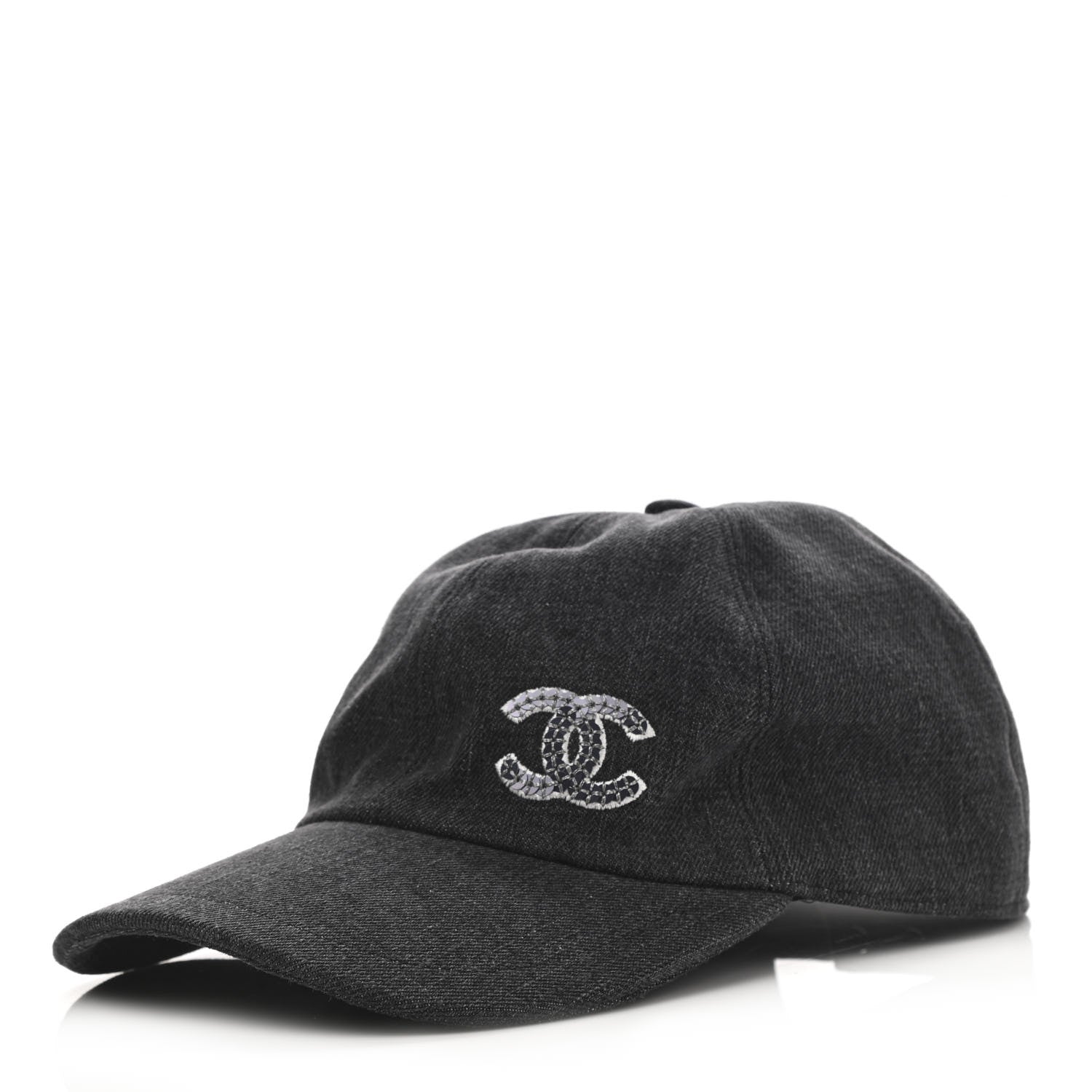 Chanel Cotton Sequin CC Cap Hat Black 1 of 8