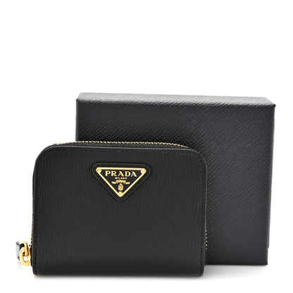 Prada Vitello Move Triangle Logo Zip Coin Purse Black 8 of 8