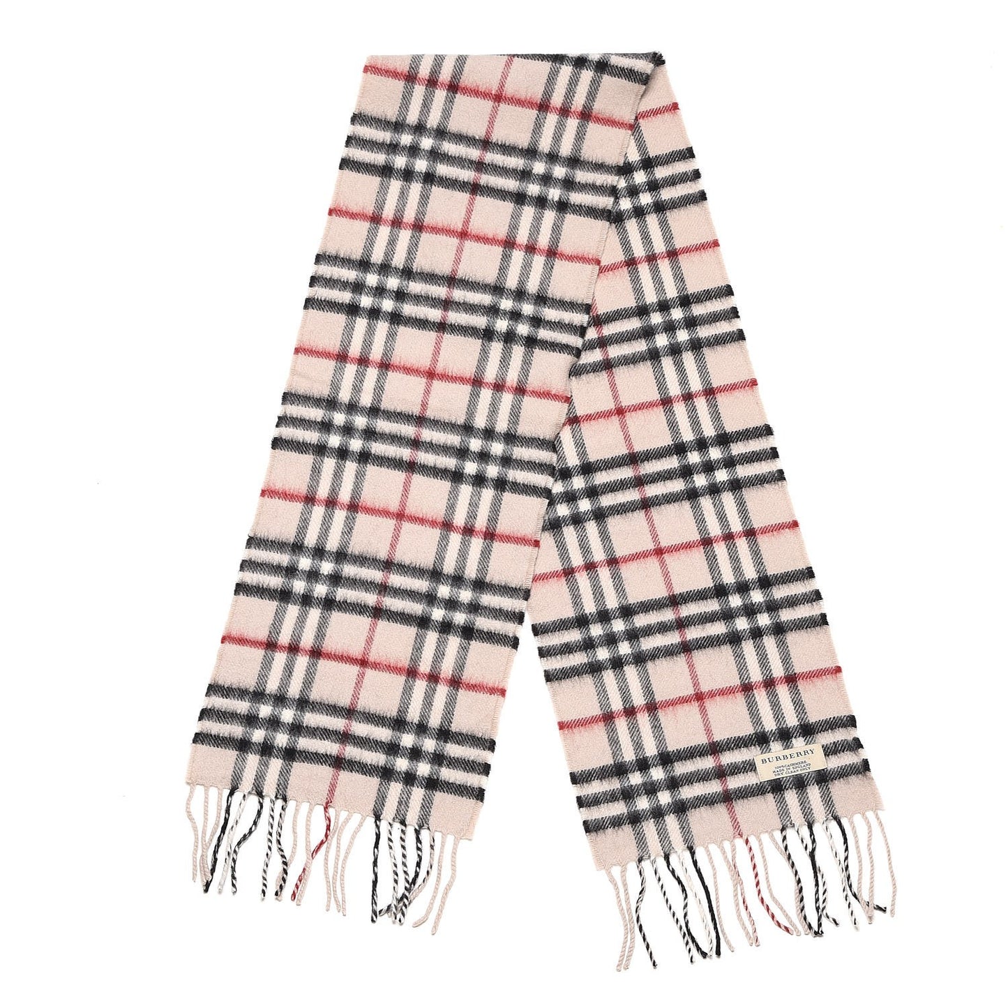 Cashmere House Check Fringe Scarf Beige