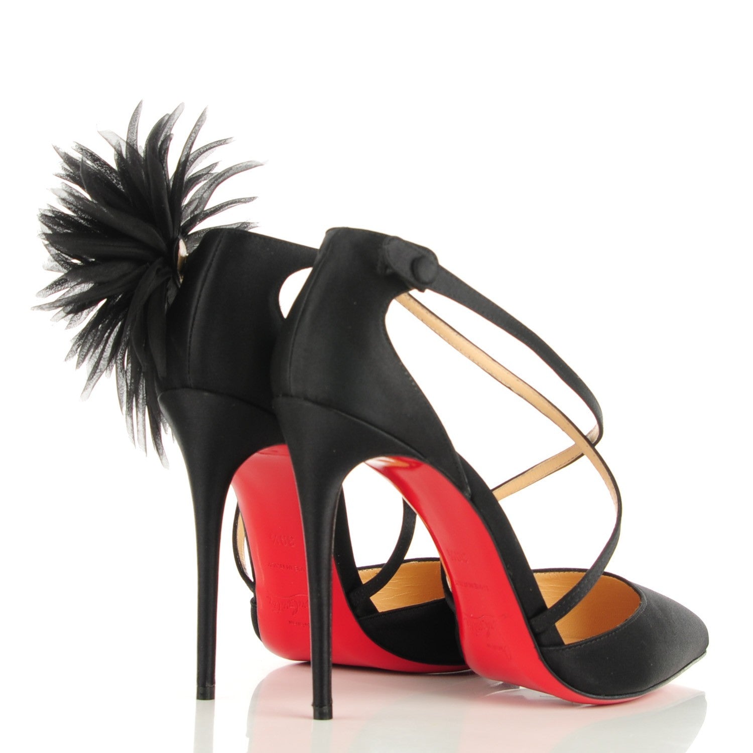 Christian Louboutin Crepe Satin Gela Davis 100 Pumps 39.5 Black 4 of 6