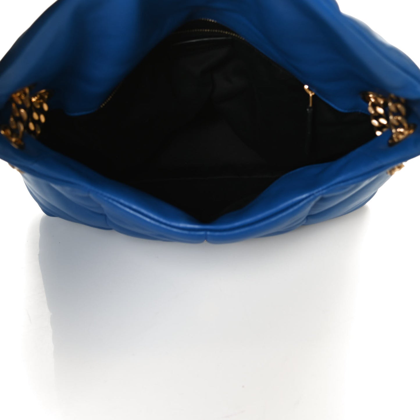 Lambskin Quilted Medium Loulou Puffer Monogram Chain Satchel Majorele Blue