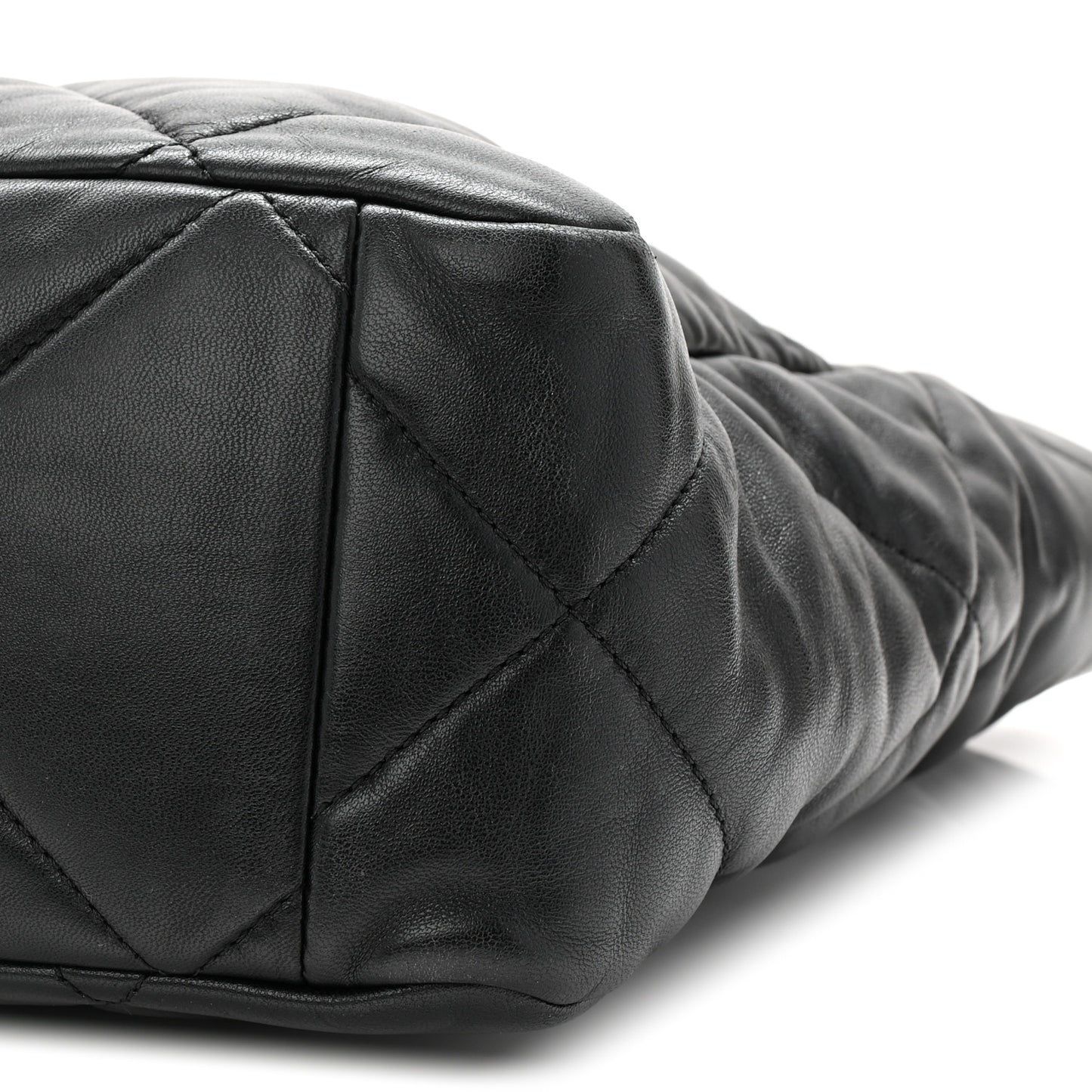 Lambskin Quilted Chanel 19 East West Shopping Bag Black