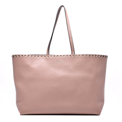 Valentino Garavani Grained Calfskin Rockstud Shoulder Tote Rose Cannelle 1 of 8