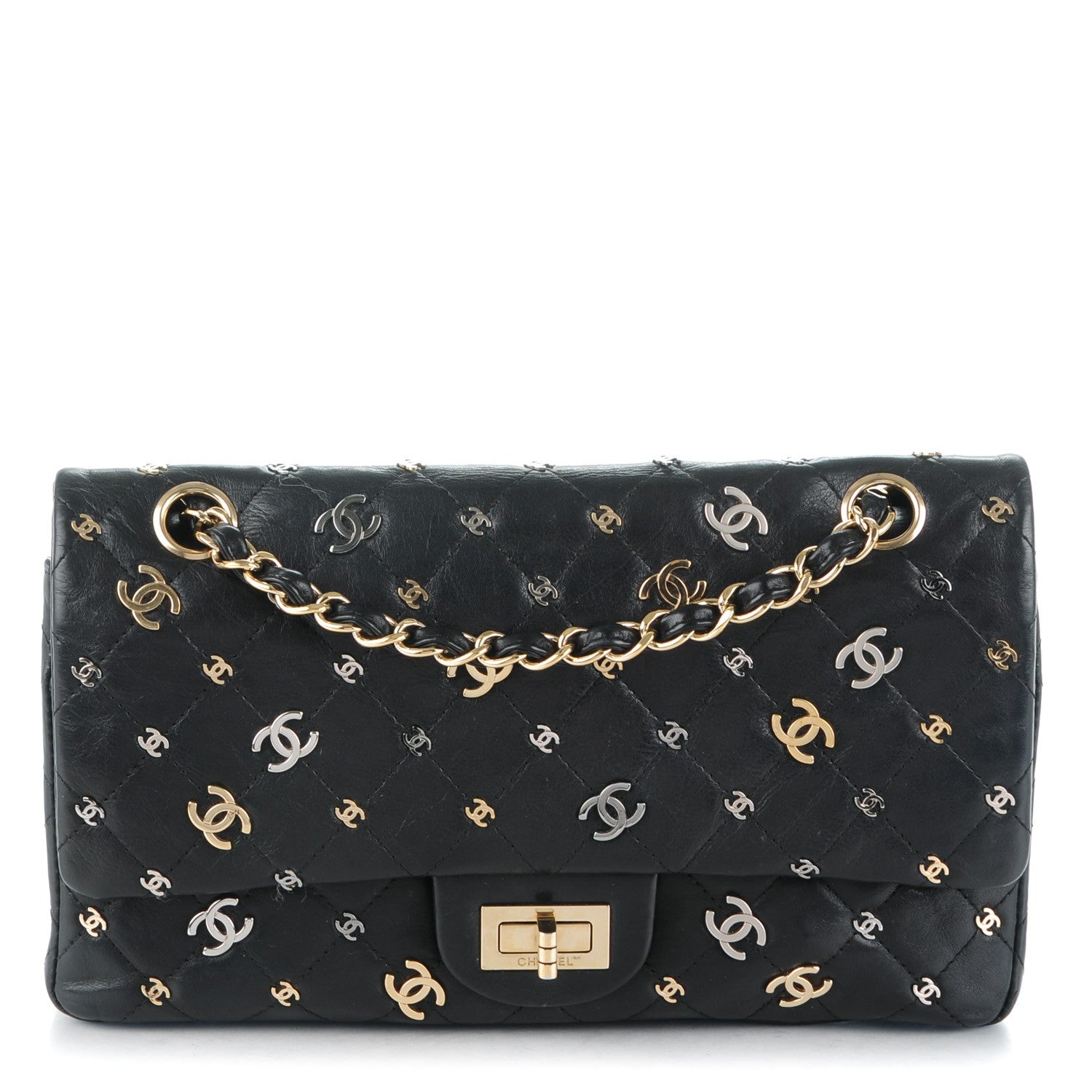 Chanel Calfskin CC Punk 2.55 Reissue 225 Flap Black 1 of 8