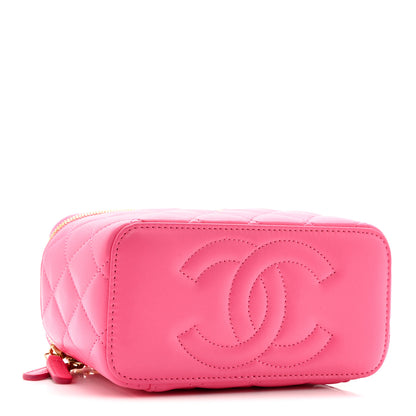 Chanel Lambskin Enamel Quilted Small Coco Hearts Vanity Case With Chain Pink 4 of 12