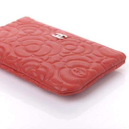 Chanel Goatskin Camellia Embossed Cosmetic Pouch Red 6 of 11
